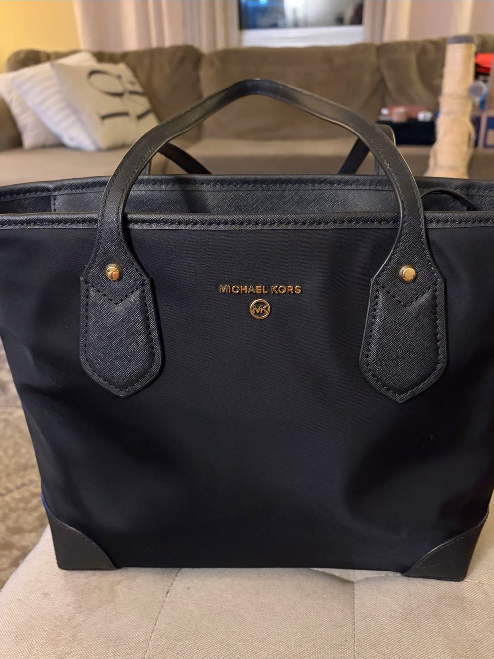 Michael Kors Black Tote with Gold Logo Accent
